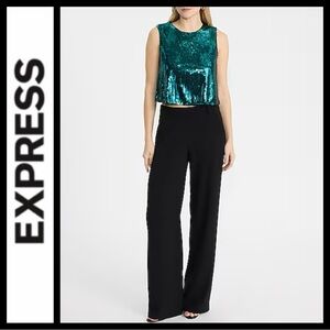 NWT Express Emerald Green Sequin Crop Top